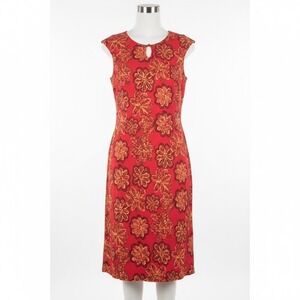 Ombre Dress Red Orange Floral Keyhole Sheath 12 Vibrant Summer Vintage 2000s Y2K
